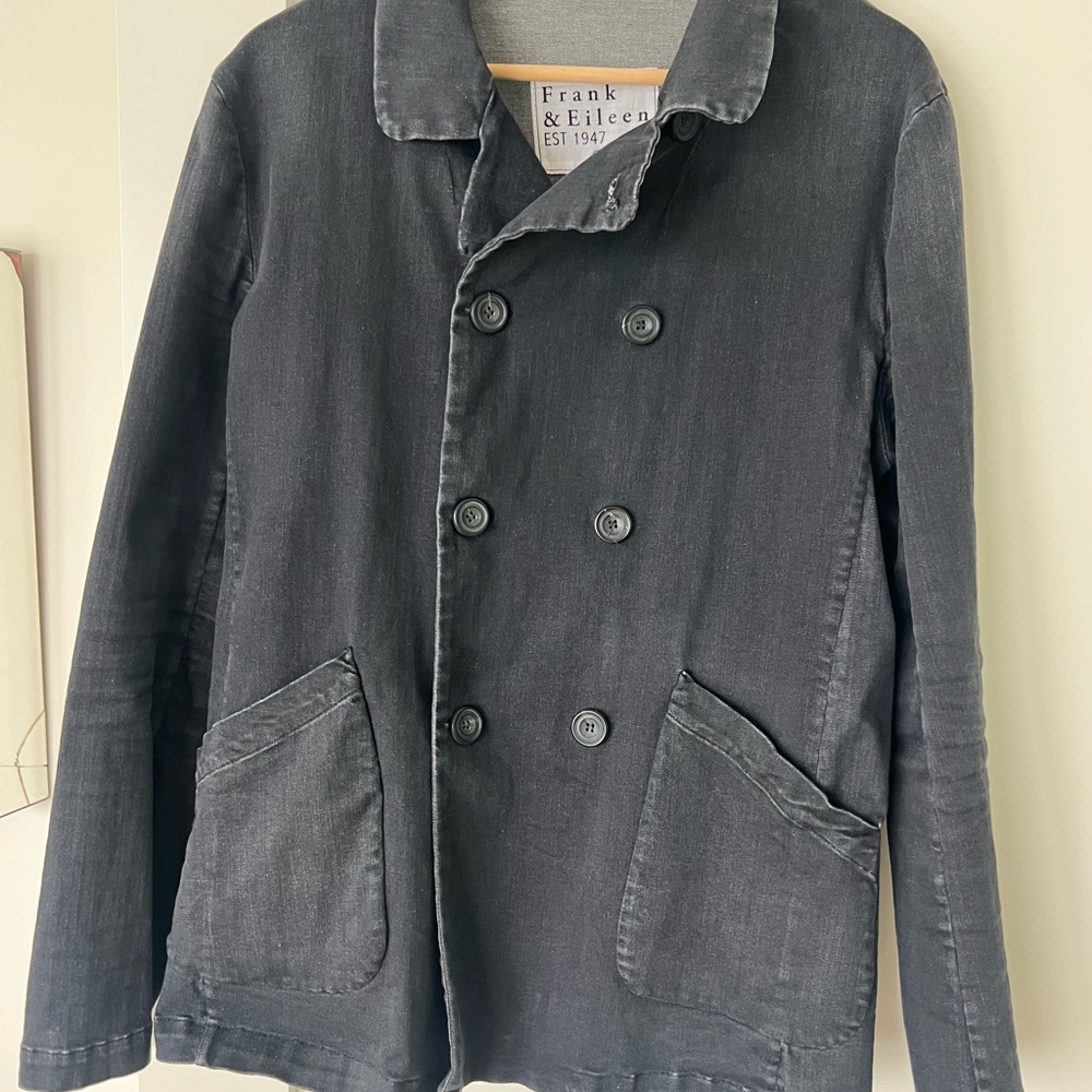 Frank & Eileen Black Pea Coat Double-Breasted Casual - navy